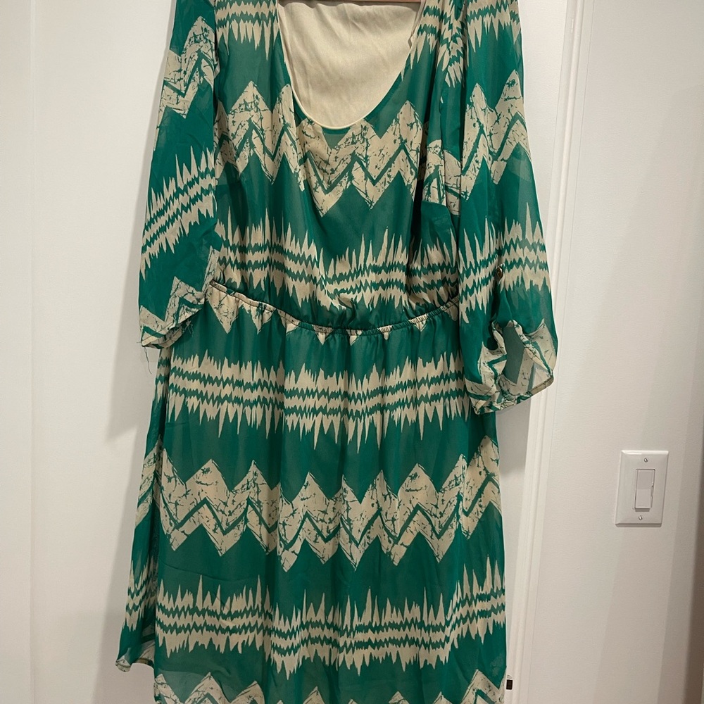 Green and Cream Women's Dress